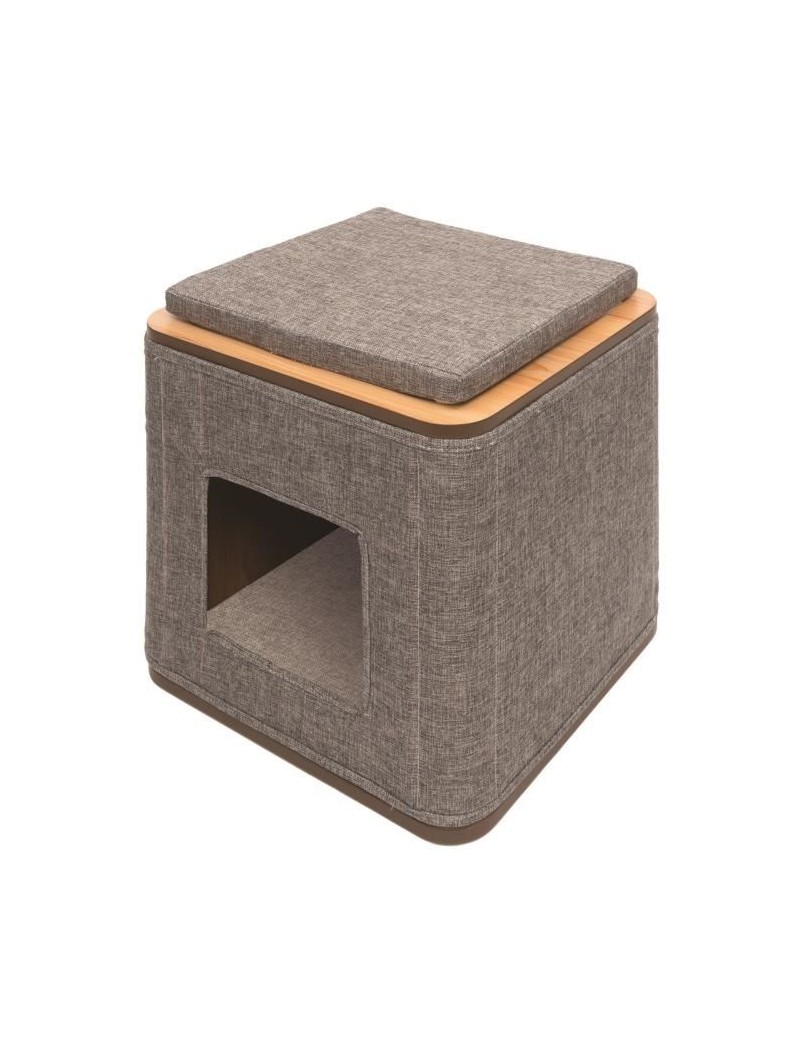 Vesper Meuble A Griffer Et Cachette En Mdf Gris Pierre Pour Chat