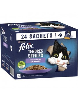 Felix Tendres Effiles En Gelee Viandes Poissons 24 X 85 G Sachets Fraicheur Pour Chat Adulte