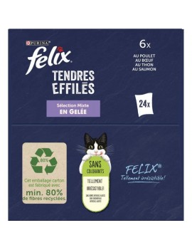 Felix Tendres Effiles En Gelee Viandes Poissons 24 X 85 G Sachets Fraicheur Pour Chat Adulte